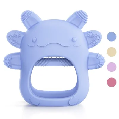 akolik Baby Teething Toy for 3-6-12 Months, Baby Teethers Toy Teething Ring Silicone, Grasping Teething Toy, BPA Free Teething Newborn Chew Toys (Blue)