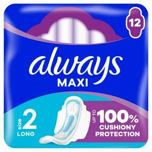 Always Maxi Long (Size 2) Sanitary Towels Wings x12 - Default