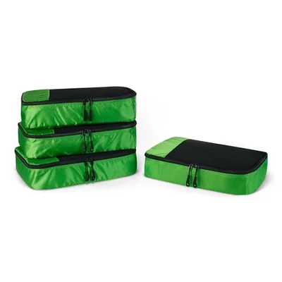 Amazon Essentials 4-Piece Packing Cubes Travel Accessories Set, Luggage Organiser with Double Zip, Mesh Top, Polyester, Medium, Green (Previously Amazon Basics) - Green / 4 x Medium