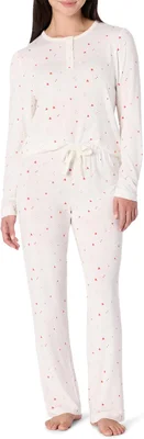 Amazon Essentials x Sofia Grainge Women's Long Sleeve Henley Pyjama Set, Ivory Squirrel Picnic, L