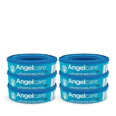 Angelcare Round Refill, 6 Pack, for Original Nappy Disposal System (not new classic xl) - White / 1 count (Pack of 1)