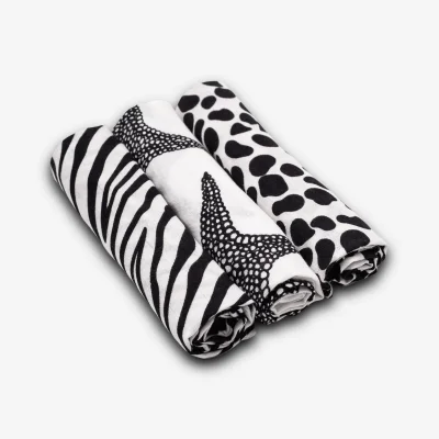 ANIMAL PRINT MUSLIN 3-PACK - birth to 4 months