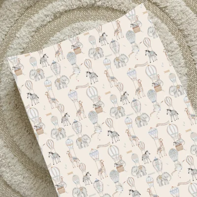 Anti-Roll Wedge Baby Changing Mat - Beige Hot Air Balloons Print - Beige