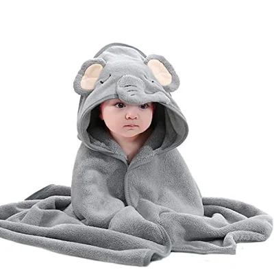 Asnewkit Hooded Baby Towel, Baby Bath Towels with Hood,Unique Animal Design Baby Towel with Hood Soft Absorbent Baby Bath Towels, for Newborn Baby Boy and Girl (Grey), 80 x 80 cm - Grey / one size