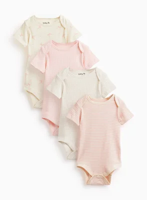 Assorted Short Sleeve Bodysuits - Pink / Up To 3 Mths