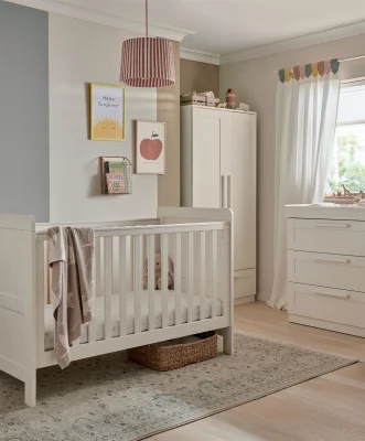 Atlas 3 Piece Cotbed Range with Dresser Changer & Wardrobe - Stone