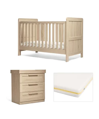 Atlas Cotbed Set with Dresser Changer & Essential Airflow Pocket Spring Cotbed Mattress