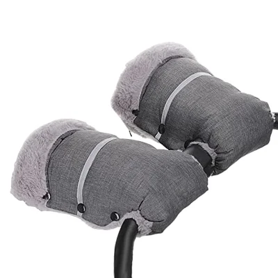 AUPOWER Handmuffs, Stroller Pram Hand Muff Waterproof and Windproof Anti-Freeze Fleece Lined Gloves Universal Hand Warmer for Buggy Pushchair Trailer Bicycle.Grey - Grey