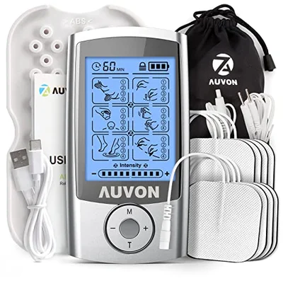 AUVON 24 Modes TENS Machine Muscle Stimulator for Pain Relief, Premium Pads