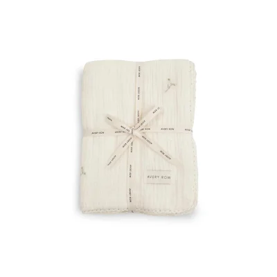 Avery Row Embroidered Muslin Blanket