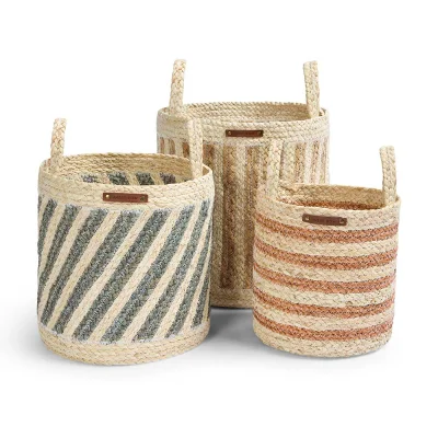 Maize Stripe Storage Basket Set of 3 - Natural