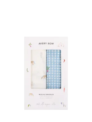 Avery Row Muslin Cotton Swaddle, Pack of 2, Little Farm - Default