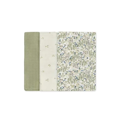 Avery Row Organic Baby Muslin Squares - 3 Pack - Riverbank