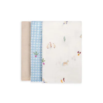 Avery Row Organic Baby Muslin Squares - Little Farm