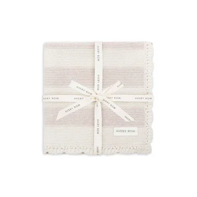 Avery Row Stripe Knit Blanket - Oat Melange
