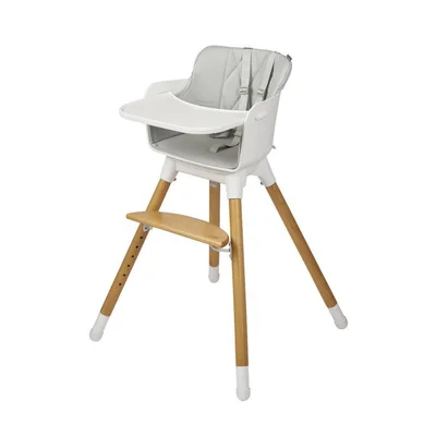 Bababing Una Highchair - White/Wood/Grey