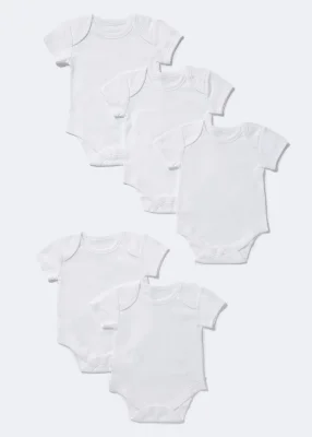 Baby 5 Pack White Bodysuits (Tiny Baby-36mths)