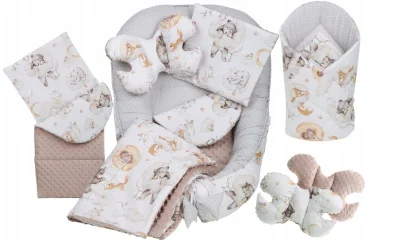 Baby 6pc Double Sided Soft Cocoon Infant Nest Bed Cushion Bears/ Dots Grey - Grey