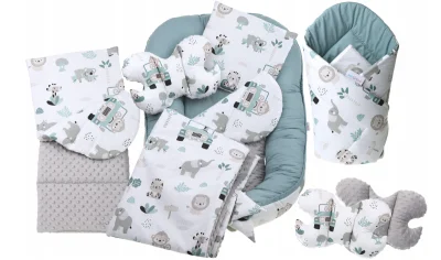 Baby 6pc Double-sided Soft Cocoon Infant Sleep Nest Bed Cushion SAGE/On Safari - SAGE/On Safari