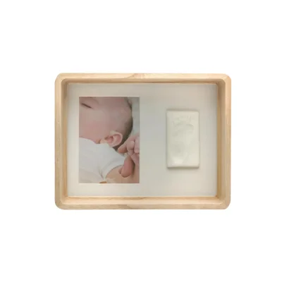 Baby Art Wooden Baby Footprint Recessed Frame
