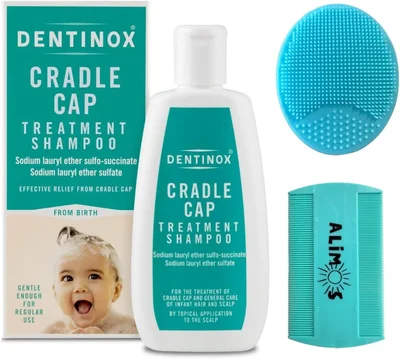 Baby Bath Silicone Brush & Fine Tooth Comb With Cradle Cap Treatment Shampoo for Babies