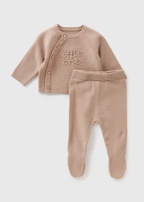 Baby Beige Little One Knit Top & Legging Set (Newborn-12mths) - Beige