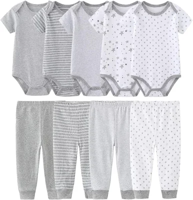 MAMIMAKA Baby Bodysuits Baby Pants Trousers Baby Clothes Short Sleeve Bodysuits one-Piece for Baby Boys and Girls - Layette-7 / 0-3 Months