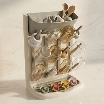 Baby Bottle Drying Rack, Space Saving Vertical Countertop Organiser for Feeding Bottles, Teats, Soothers & Accessories, BPA-Free Newborn Essentials Storage - Default