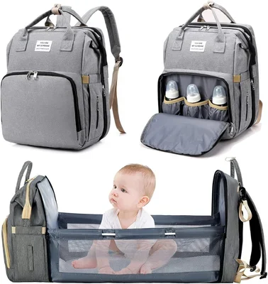 Baby changing bag, backpack, nappy backpack, baby bag, travel backpack with changing mat, multifunctional, water-repellent, large travel backpack for mum and dad