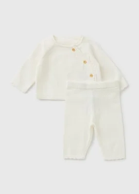 Baby Cream Knitted Cardigan & Legging Set — image 1
