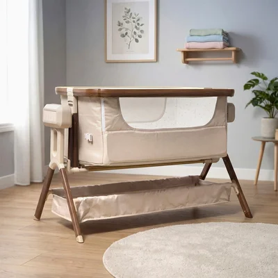 Baby Elegance Co-Glide Electric Bedside Crib Walnut - Default