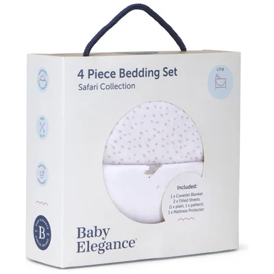 Baby Elegance Crib 4 Piece Bedding Set Safari 90 x 50cm - Default