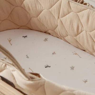Baby Elegance Moses Basket Jersey Cotton Fitted Sheets Safari 70 x 30cm - Safari