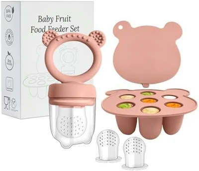 Baby Fruit Feeder - Silicone Fruit Feeder for Babies- Breastmilk Popsicle Freezer Molds for Baby Teething & Infant Self Feeding