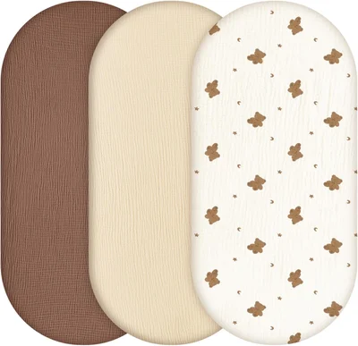 Baby Moses Basket Sheets - Brown Bear