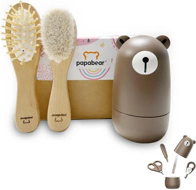 Baby Nail Clippers Set with Cute Case, Infant Fingernail and Toenail File Kit for Newborn Manicure and Pedicure, New Mom Grooming Gift - Brush Bronze