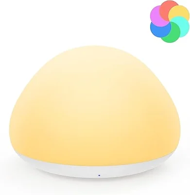 Baby Night Light for Nursery, Soft Silicone Tap Control Night Lamp with 8 Color Changing, USB C Rechargeable Portable Kids Night Light, 1 Hour Timer Function, Warm Light for Breastfeeding - White