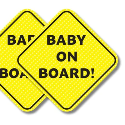 Baby On Board Sign for Car | Better than Suction | Micro-Perforated Vinyl Car Stickers | 2 Pack | Durable & Strong Adhesive | Weatherproof | Easy To Apply & Remove | 5" x 5" (Text Only)
