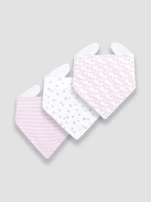 Baby Pink 3-Pack Cotton Baby Dribble Bibs - Baby Pink