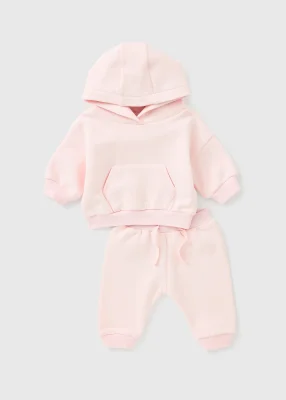 Baby Pink Hoodie & Jogging Bottom Set (Newborn Pink - Pink