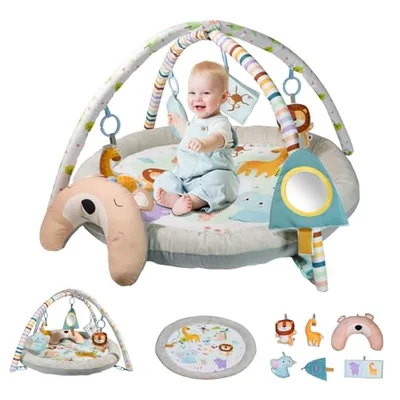 Baby Play Mat, Activity Gym Play Mat for Newborn with Hanging Toys Tummy Time Pillow and Comfy Baby Mats for Floor Play Playmats & Floor Gyms Toys for 0-36 Months Infants Newborn