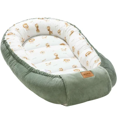 Baby Safari Muslin & Olive Velvet Nest Cocoon Comfort - Jukki.uk - Baby Shop