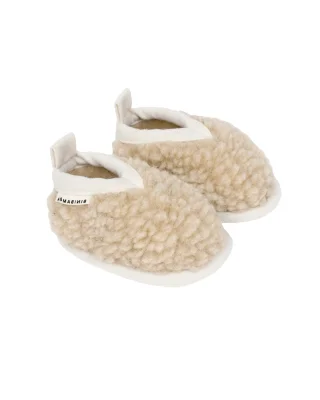 Baby Sheepskin Booties - Sheepskin Leather Soled Booties in "Milk"