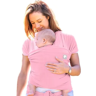 Baby Sling Wrap with Large Front Pocket - Naturally Soft Baby Wrap Carrier - Cotton Baby Sling Carrier from Birth - Newborn to Toddler - The Pocket Wrap™ by Trekki (Black)
