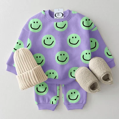 Baby Toddler 2-Piece Smiley Set - Apricot, Purple