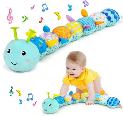 Babyspielzeug 0 3 6 9 12 Monate Neugeborenen Geschenk Junge Maedchen, Raupe Sensorik Musikspielzeug fuer 0-6 6-12 Monate alte Babys, Bauchlage-Spielzeug Neugeborenen-Grundausstattung (Rosa)