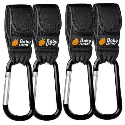 Baby Uma Leather-Style Buggy Clips - 2-Pack of Universal Pram Clips, Non-Slip Buggy Accessories, Carry up to 5 kg per Buggy Clip, Pram Hooks for Bags, Shopping & Baby Travel Essentials (Beige)
