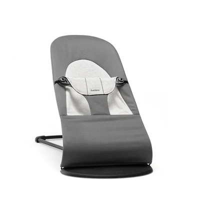 BabyBjorn Balance Woven Baby Bouncer - Black Frame - Googly Eyes B+W / Grey