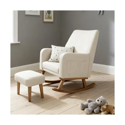 Babymore Callie Nursing Chair & Stool Ivory | Rocking Nursery Feeding Chair UK