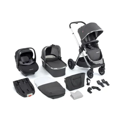 Babymore Memore V2 13 Piece Travel System Bundle with Pecan i-Size Car Seat and ISOFIX Base